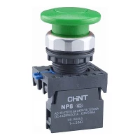 Кнопка "Грибок" Φ40мм с самовозвратом NP8-11M/13 зеленая 1НО+1НЗ IP65 (R)(CHINT)