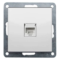 Розетка компьютерная RJ-45 кат.5е с накладкой (белый) FLAT