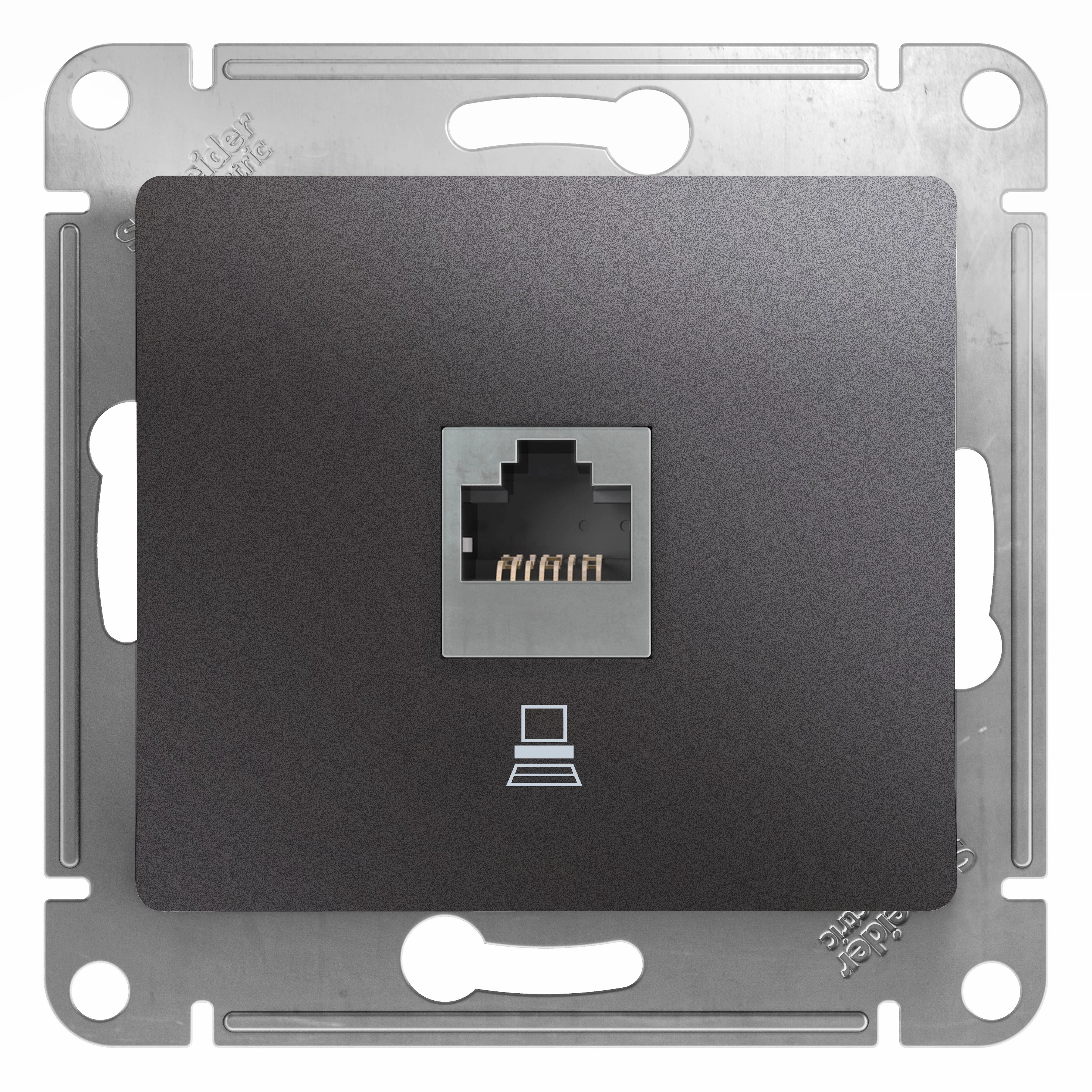 Компьютерная розетка GLOSSA RJ45 кат.5E, механизм, графит
