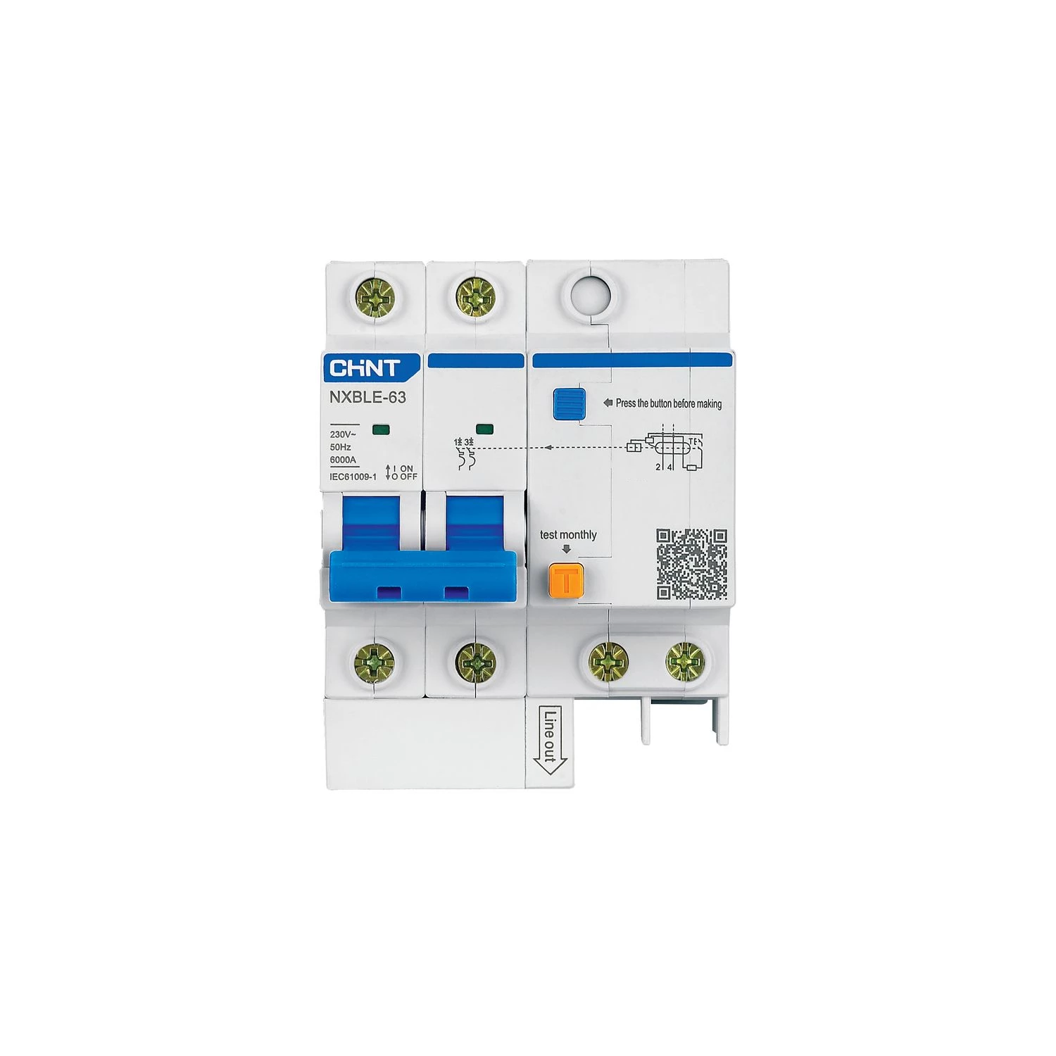 Диф. автомат NXBLE-63 2P D16 300mA тип AC  6kA (CHINT)