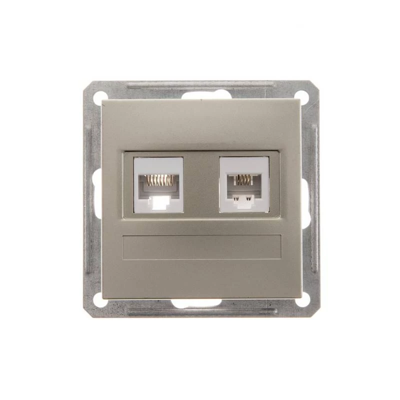 Двойная компьютерная розетка W59 RJ11+RJ45, 160В, 1А, кат.5E, механизм, шампань