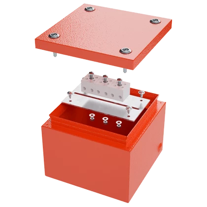 Коробка стальная FS с гладкими стенками и клеммниками IP66,150х150х80мм, 5р, 450V,30A,16мм.кв