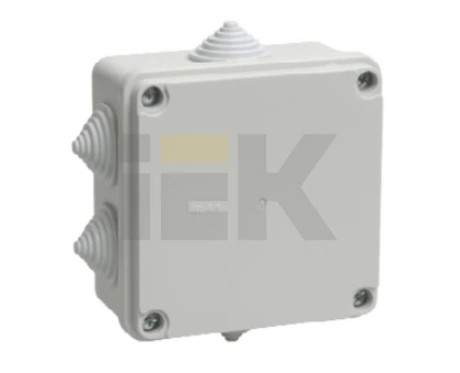 Коробка КМ41233 распаячная для о/п 100х100х50 мм IP44 (RAL7035, 6 гермовводов)