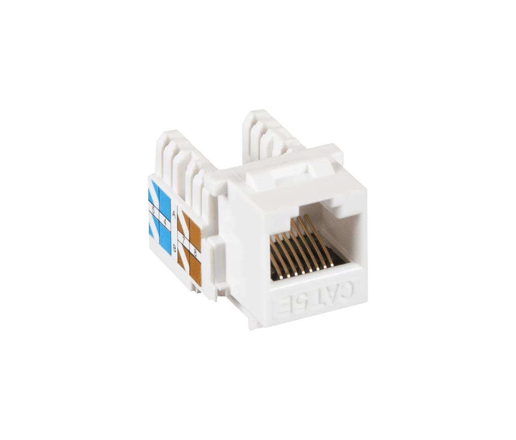 Модуль-вставка NETLAN типа Keystone, Кат.5e (Класс D), 100МГц, RJ45/8P8C, 110/KRONE, T568A/B, неэкранированный, белый, уп-ка 10шт.