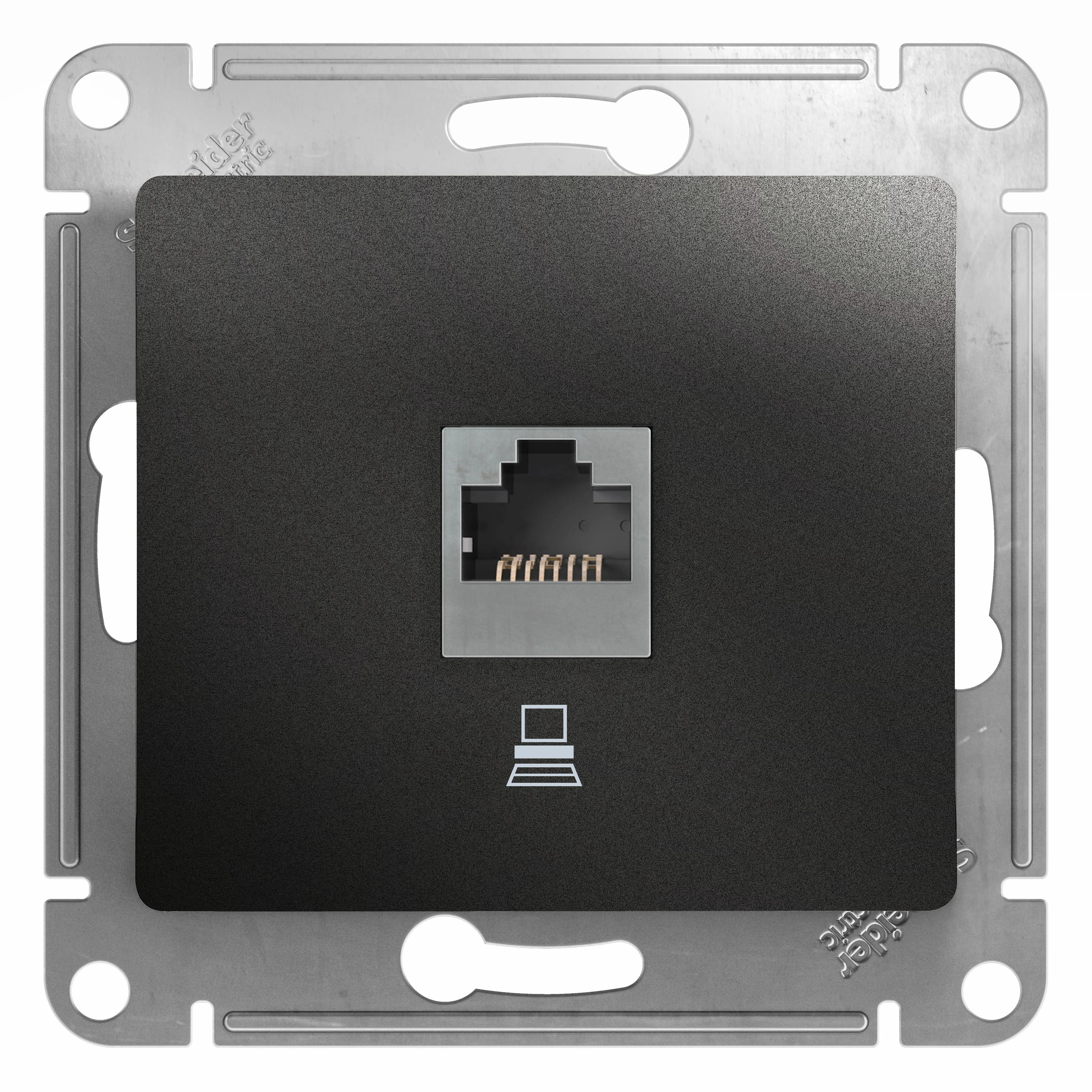 Компьютерная розетка GLOSSA RJ45 кат.5E, антрацит