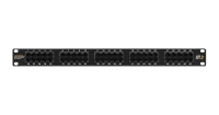 Коммутационная панель NIKOMAX 19", 1U, телефонная, 50 портов, Кат.3 (Класс C), 16МГц, RJ45/8P6C, 110/KRONE, с заземлением, с органайзером, черная