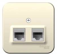 Розетка двойная компьютерная BLANCA О/У RJ45, кат.5E + телеф. RJ11, ИЗОЛ.ПЛ., молочный