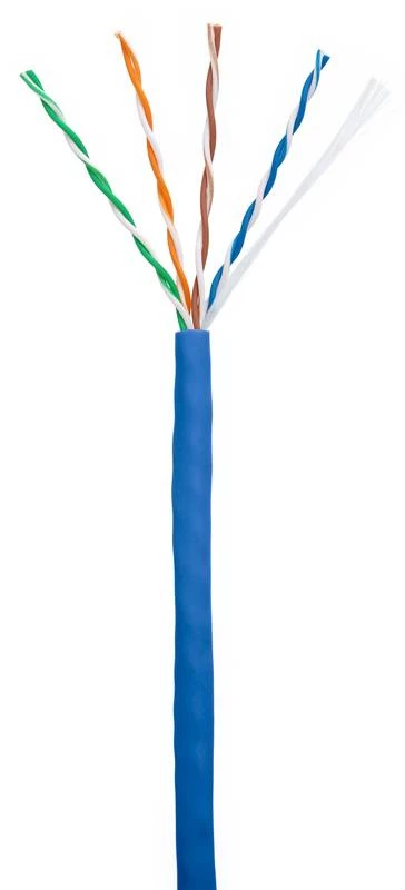 Кабель NETLAN U/UTP 4 пары, Кат.5e (Класс D), 100МГц, одножильный, BC (чистая медь), внутренний, PVC нг(B), синий, 305м