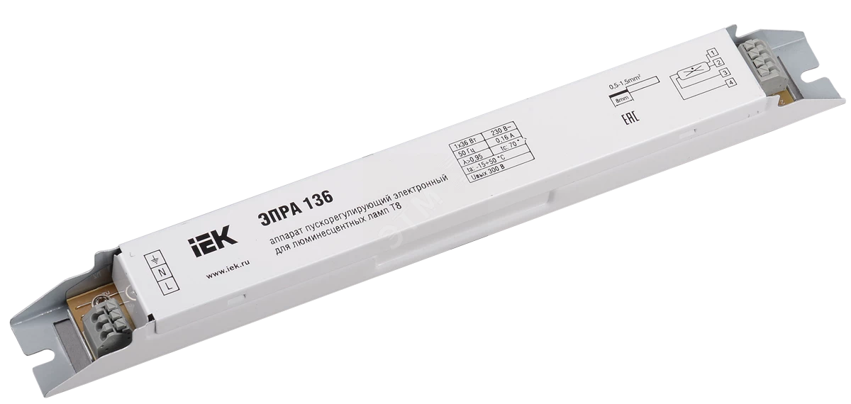 ЭПРА 136 для линейных ЛЛ Т8 IEK