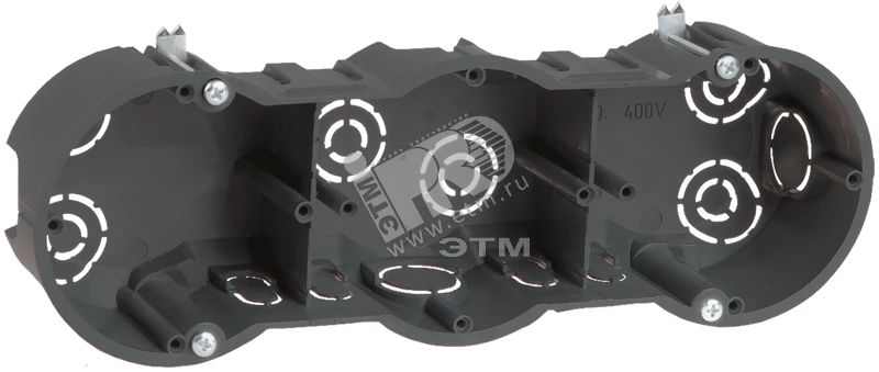 Коробка КМ40009 установочная 3х местная для твердых стен 212х70х45 (с саморезами)