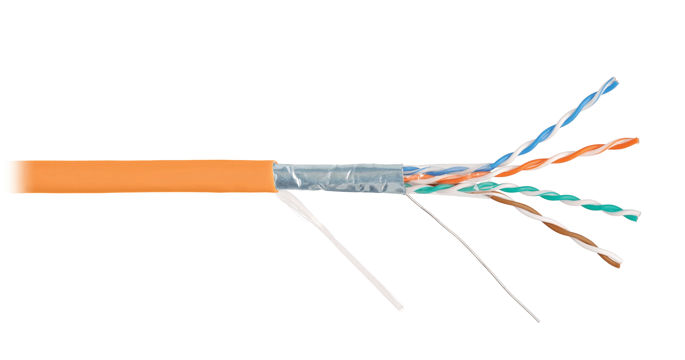 Кабель NIKOLAN F/UTP 4 пары, Кат.5e (Класс D), тест по ISO/IEC, 100МГц, одножильный, BC (чистая медь), 24AWG (0,50мм), внутренний, LSZH нг(А)-HFLTx, оранжевый, 305м - гарантия: 1 год / 10 лет системная
