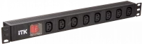 ITK PDU 7 розеток C13, с LED выкл, 1U, вх. C14, без шнура
